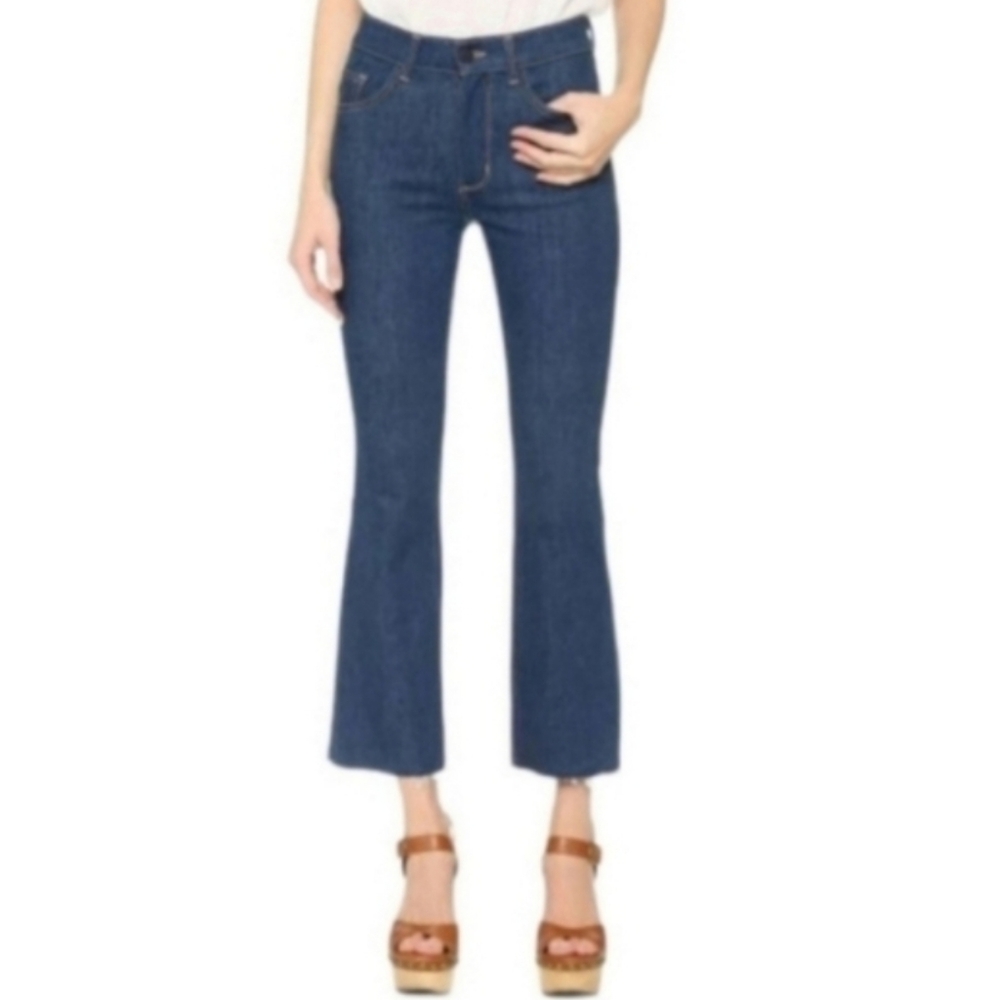 NEW SIWY High rise Dark Wash Wide Leg Flare Crop Jean 26